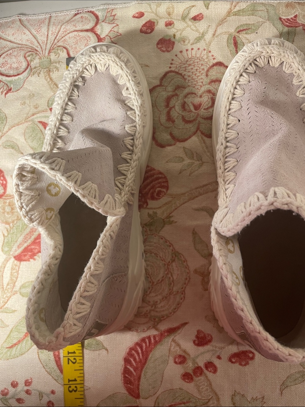 Mou Summer Eskimo Crochet Slip-On Sneaker Suede Chalk US 8 / EU 39